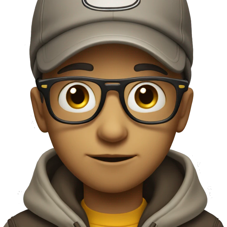 quiet kid with  fake smile and cap and glasses on emoji
