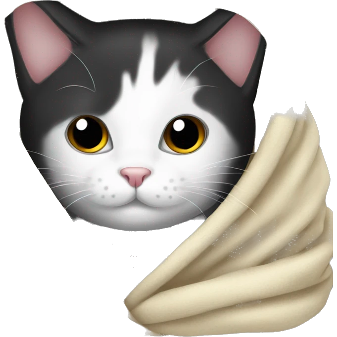 Black and white cat in a blanket  emoji