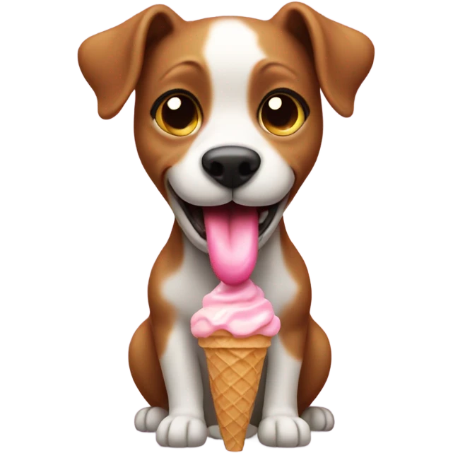 Cute dog eating ice cream  emoji