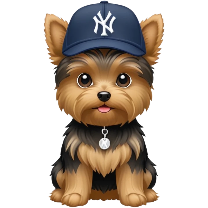 Yorkie with a NYY hat emoji