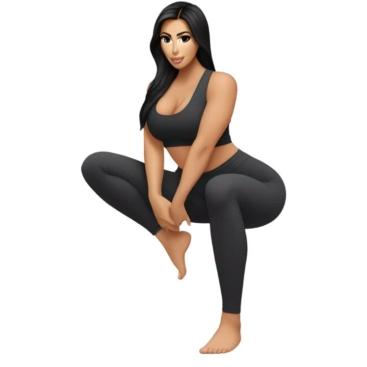 Kim K squatting  in yoga pants emoji
