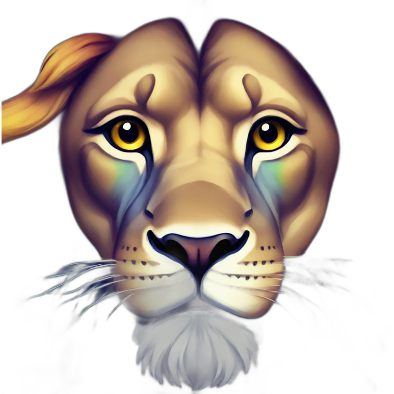 Lion painted with rainbow colors emoji