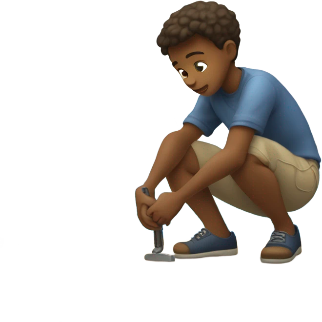 boy polishing the bottom of sailboat emoji