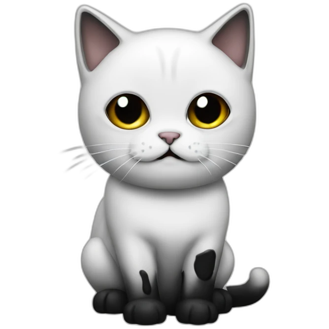 dirty white cat covered in black liquid emoji