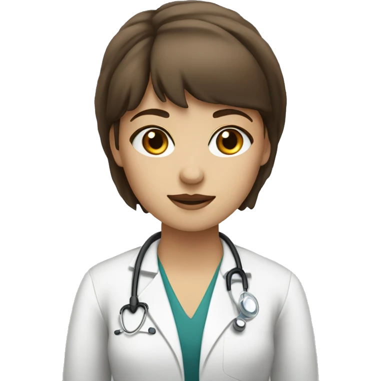 Doctor a woman with brown eyes and hair with bangs and white skin stay with a book emoji