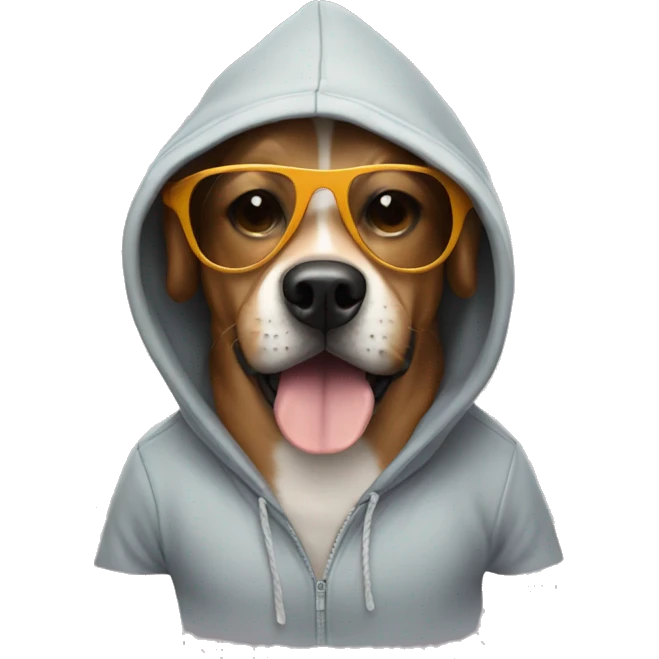 Dog wearing a hoodie with sunglasses  emoji