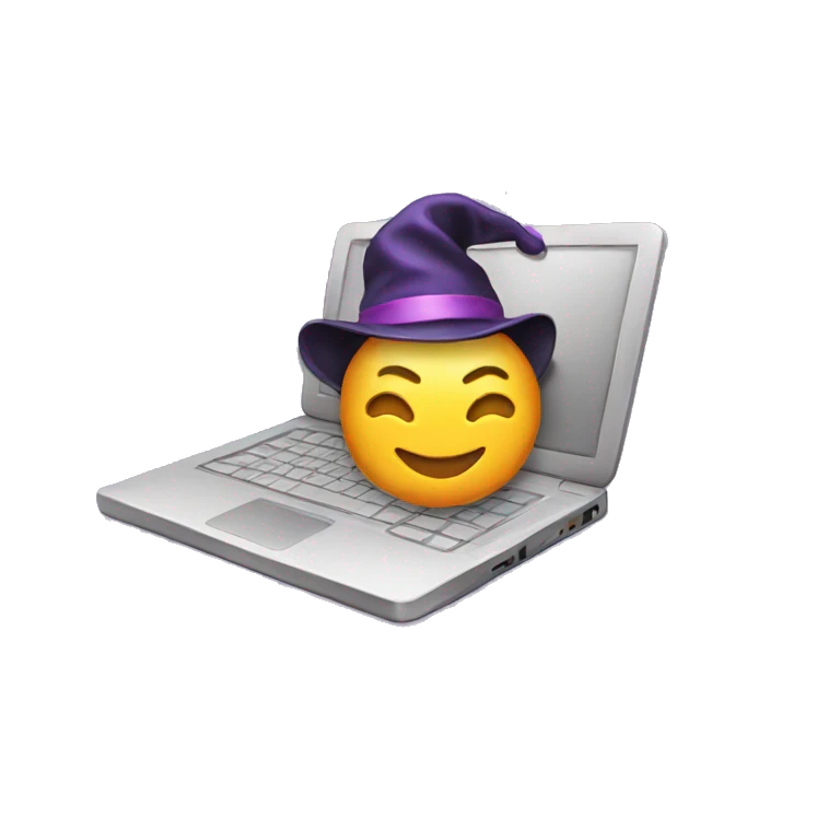 laptop and magic emoji