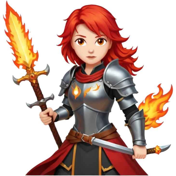 woman fire armored warrior emoji