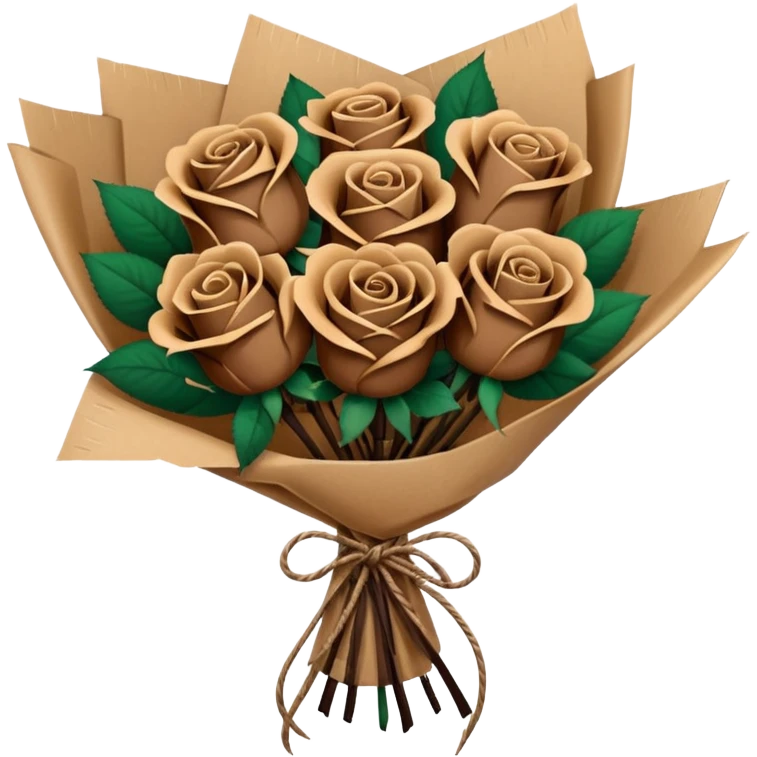 boquet of black n more brown roses in a paper package emoji