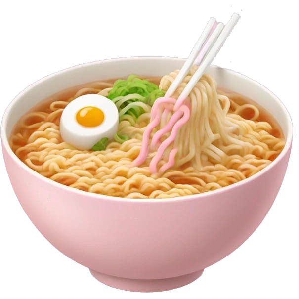 Ramen in a light pink bowl emoji