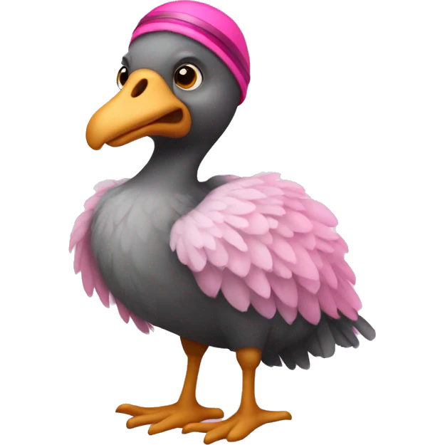 Dodo with pink tutu and ski  emoji