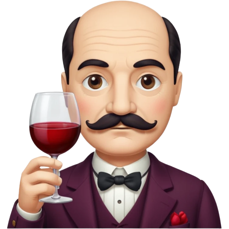 Hercule Poirot with a glass of wine emoji