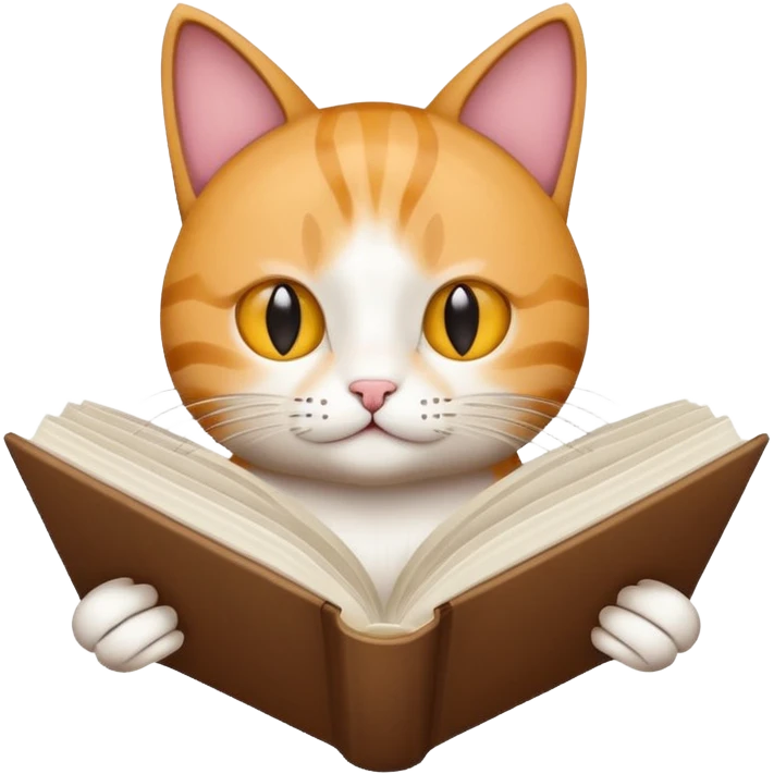 Cat reading white book emoji