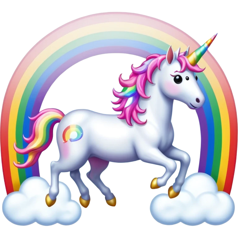 sparkly unicorn jumping over the rainbow emoji