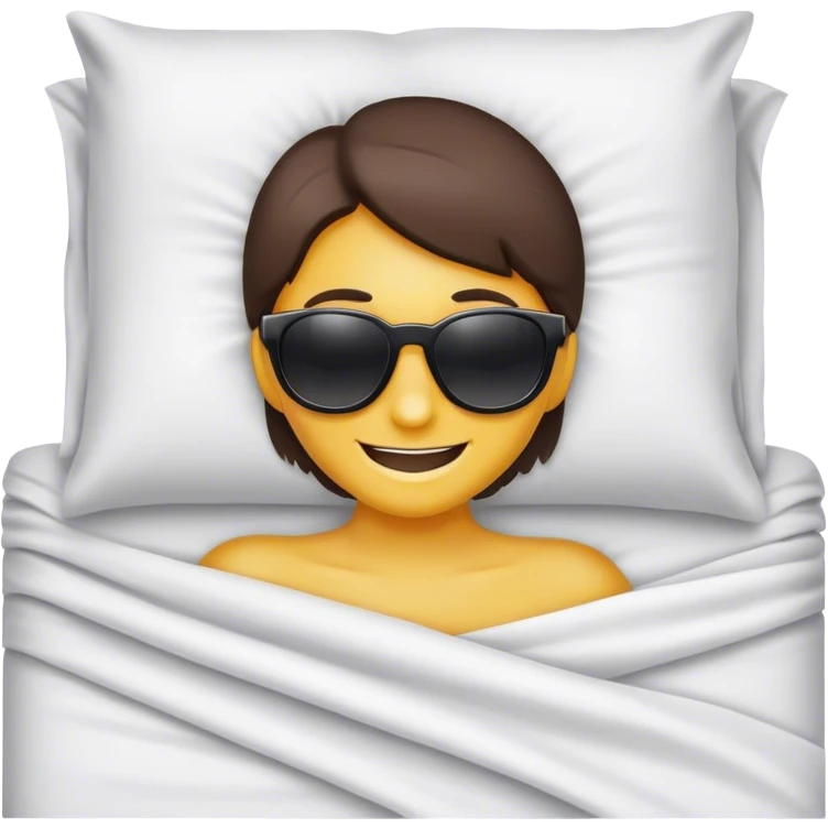 smile face with sunglasses in the bedsheets emoji