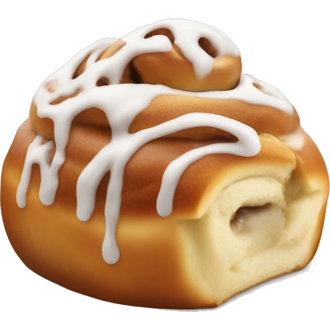one cinnamon bun with icing on top emoji