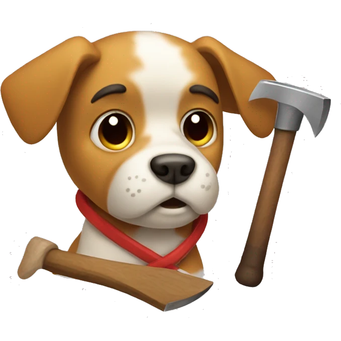 tired dog with an ax emoji