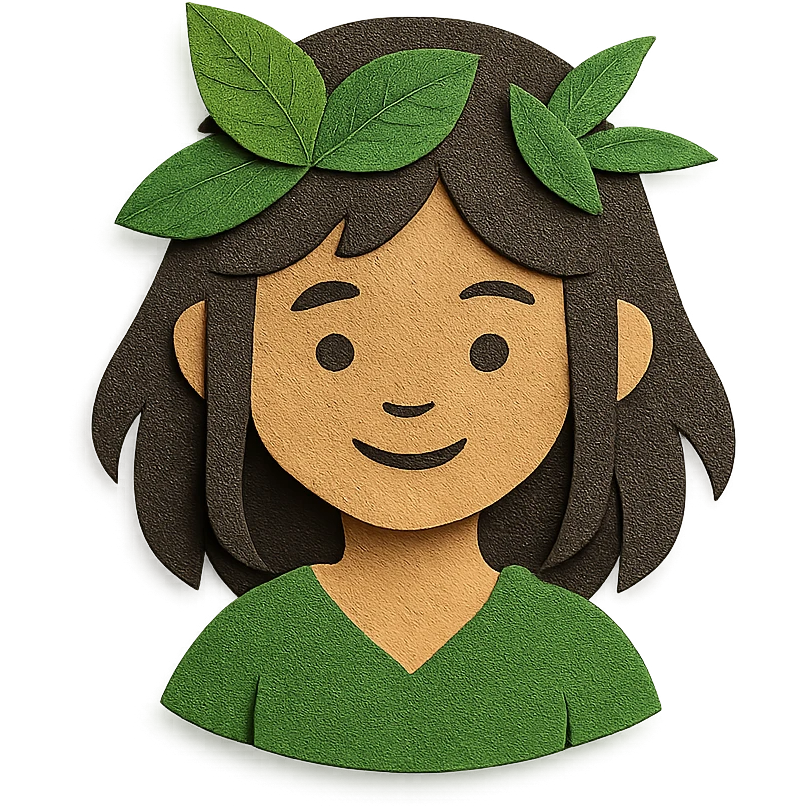 jungle girl with layered paper look, no background emoji