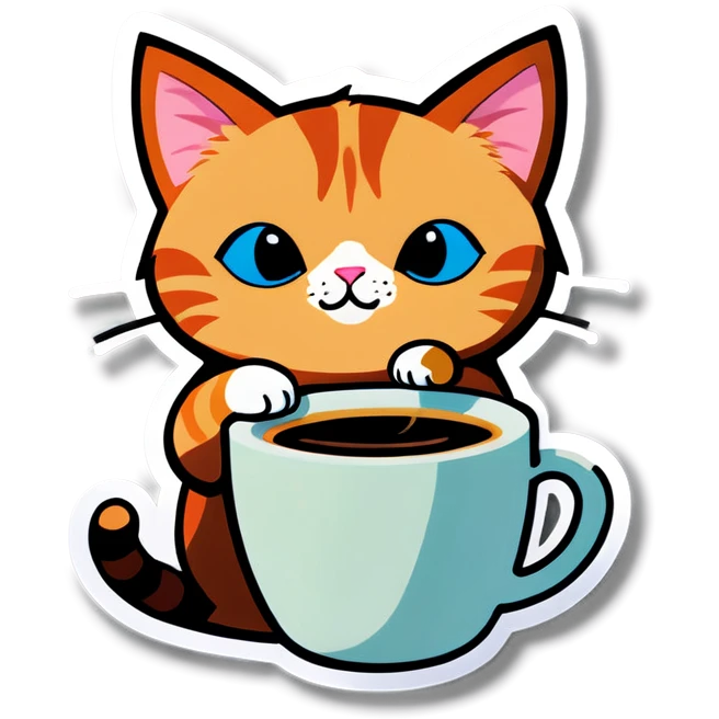Cat with coffee emoji