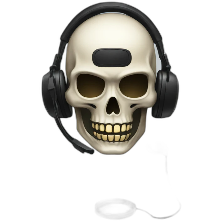 Military Skeleton mask with a long black mask underneath it and headset with a microphone emoji