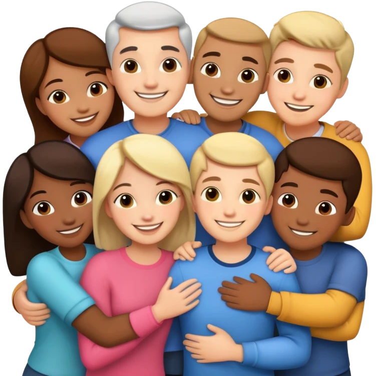 Group hug of diverse people emoji