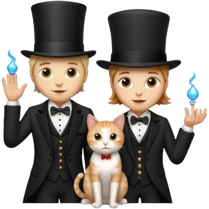 magician couple and their pet cat emoji