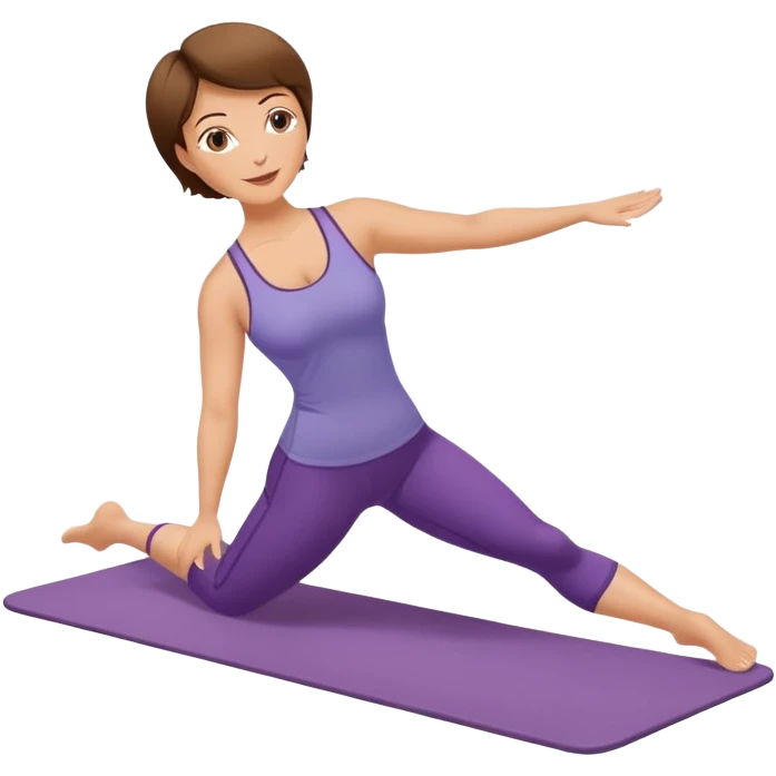 Pretty, sexy, mature, slightly curvy white Woman with short brown hair doing Pilates exercises  emoji