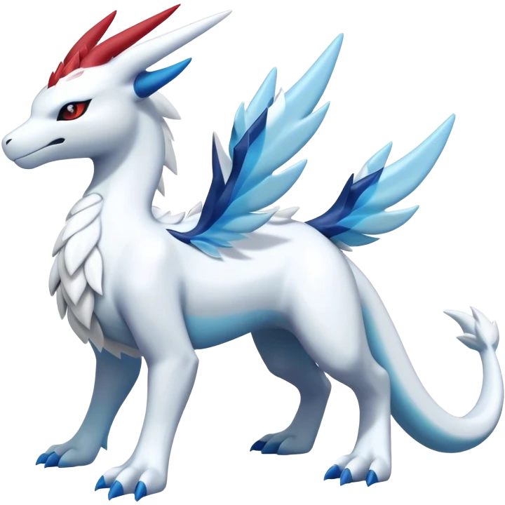 Kyurem-reshiram-Lugia-suicune-glaceon-hybrid, full body emoji