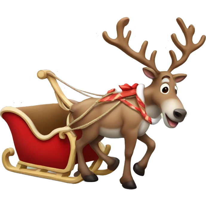 reindeer pulling santa sleigh emoji