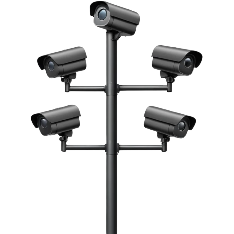 Multiple CCTV cameras on a pole in black  emoji