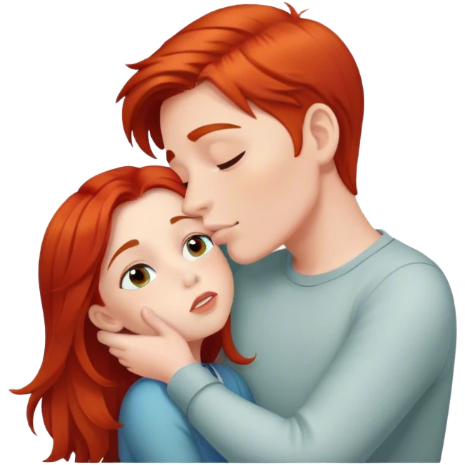 Red hair girl kiss boy emoji