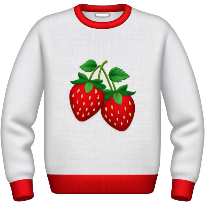 sweater embroidered with strawberries emoji