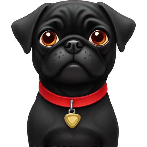 Black pug with a red neckless  emoji