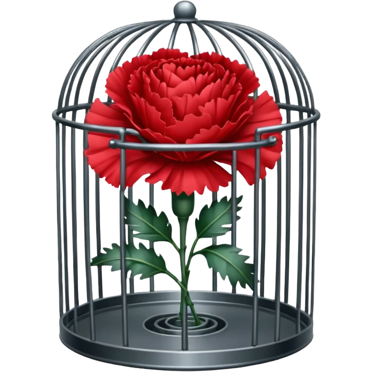 un clavel encerrado dentro de una jaula emoji