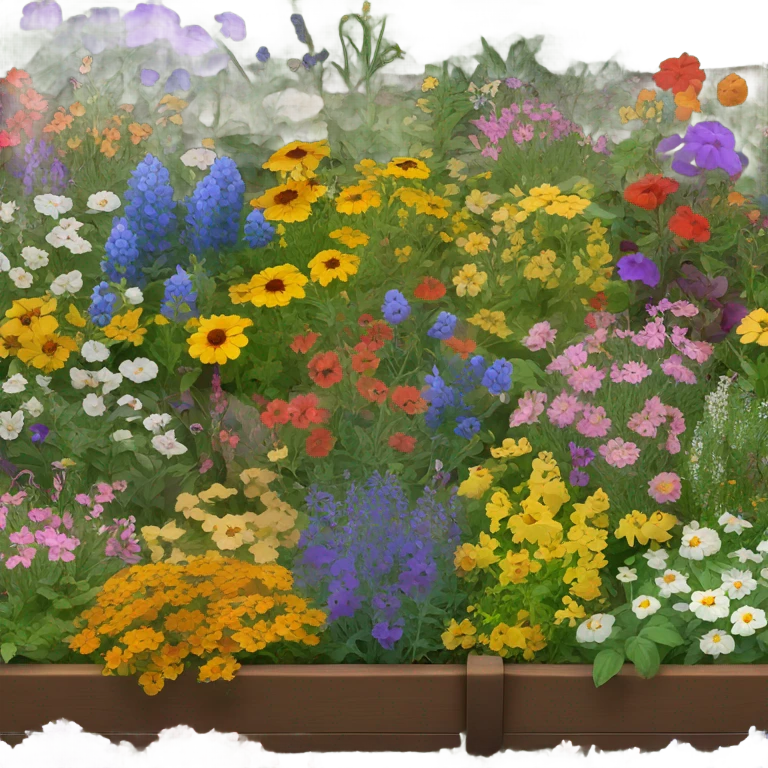 raised garden bed with wildflowers emoji