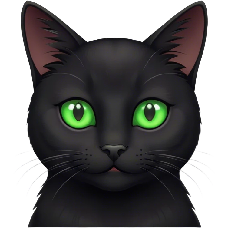 Black cat with green eyes emoji