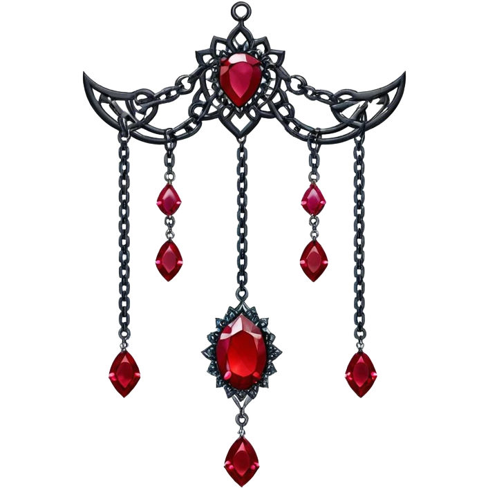 Epic Hanging suncatcher, chains with shiny sparkly with ruby-gemstones and obsidian-gemstones,  emoji