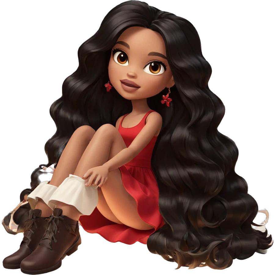 smiling girl in red dress emoji