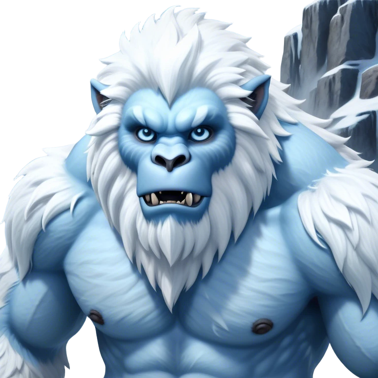 Cinematic Realistic WoW Yeti Portrait, depicted as a majestic, colossal creature of the frozen wilds, with thick, shaggy fur in pristine icy white and subtle pale blue highlights. His powerful, muscular frame and piercing ice-blue eyes exude ancient wisdom and raw strength. Rendered with lifelike texture and natural frosty lighting, high shine, noble and imposing, capturing the essence of a legendary yeti guardian. emoji
