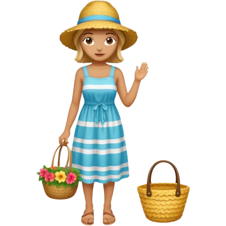 full body woman with straw hat emoji