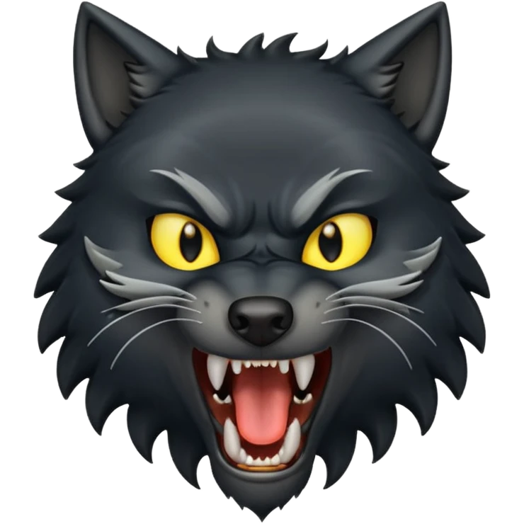 open mouthof black wolf in anger  emoji