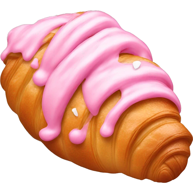 Croissant with pink icing drizzled on top with white sprinkles emoji