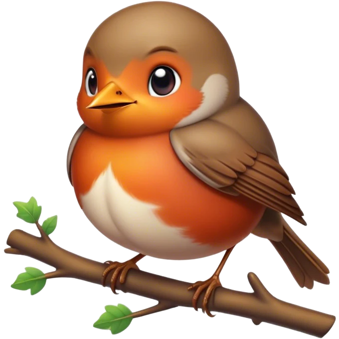 Cinematic Cute Robin Portrait Emoji, Head tilted playfully and inquisitively, featuring a charming, petite form with a vibrant red breast, round, sparkling eyes full of gentle mischief, and a delicate, beak-like smile, Simplified yet irresistibly adorable features, highly detailed, glowing with a warm, inviting glow, high shine, affectionate and lively, stylized with a touch of whimsical woodland charm, soft glowing outline, capturing the essence of a mischievous yet endearing robin that seems as if it could sing out of the screen into your heart! emoji