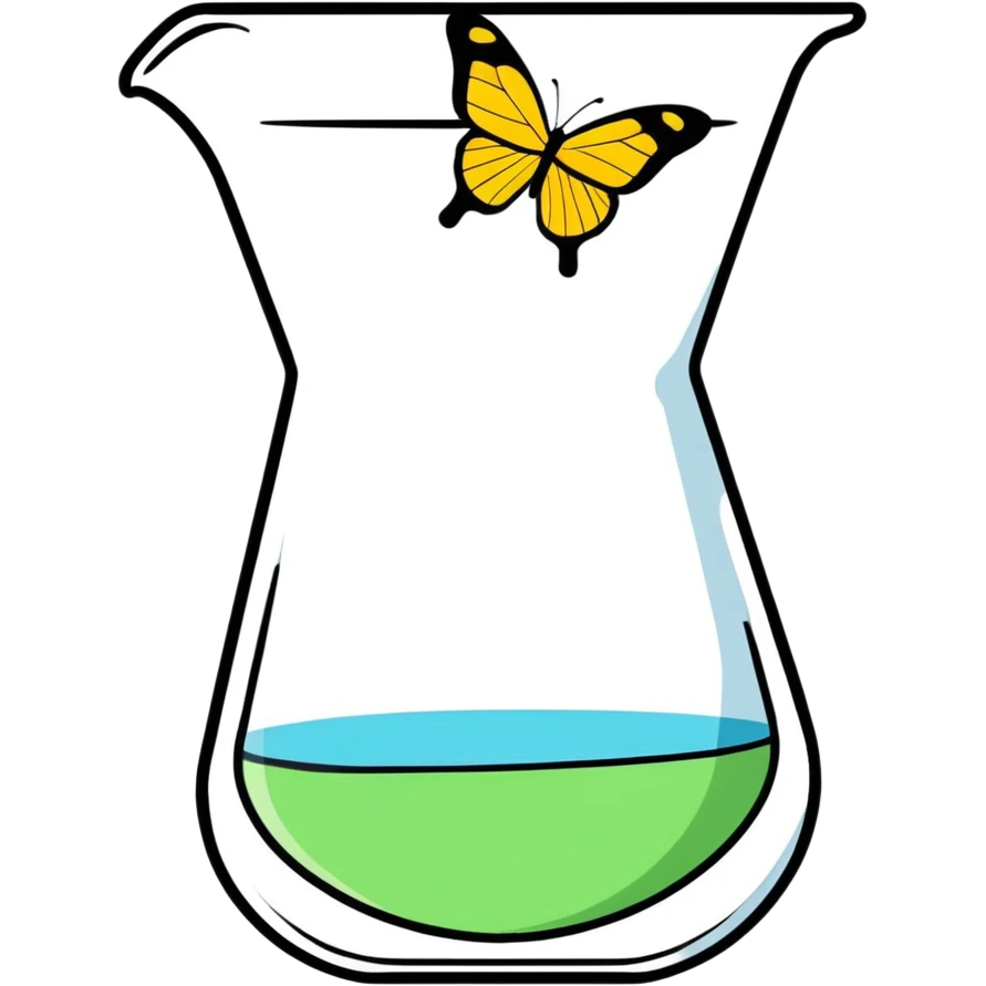 science, beaker shaped like a butterfly multicolored ￼ emoji