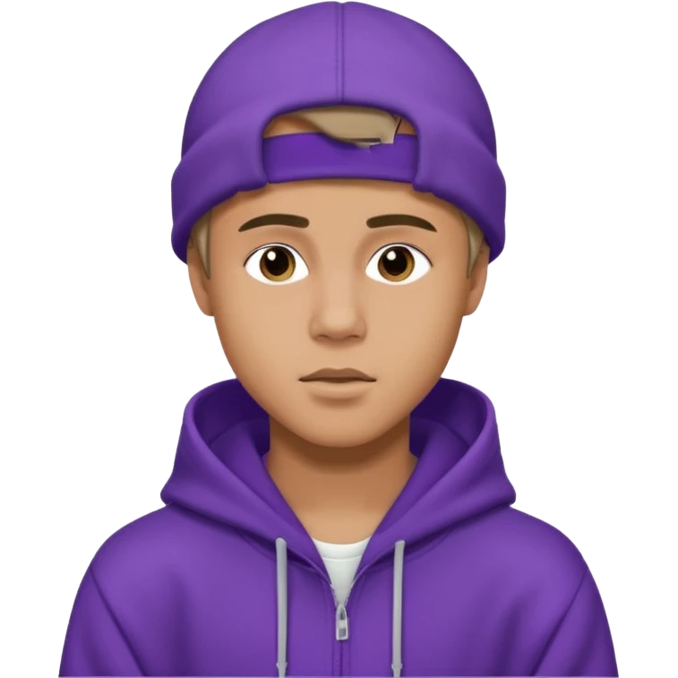 justin bieber, wear purple hoodie emoji