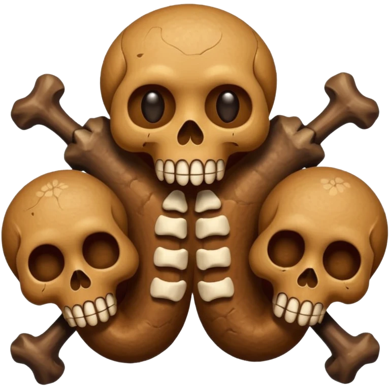 poop emoji with bones and 3 skulls emoji