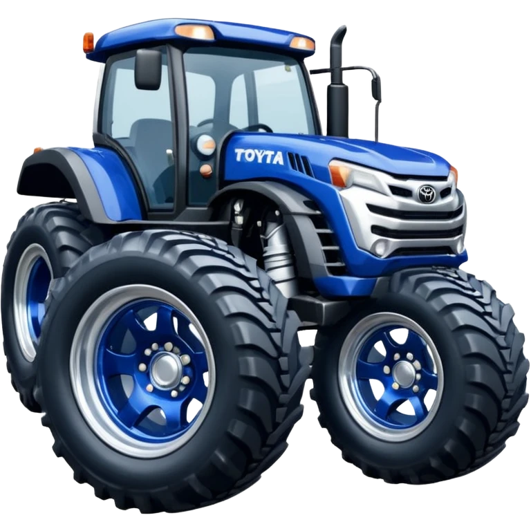 Silver Chrome Tractor tires on glossy dark blue body 2025 Toyota 86 off road rally car  emoji