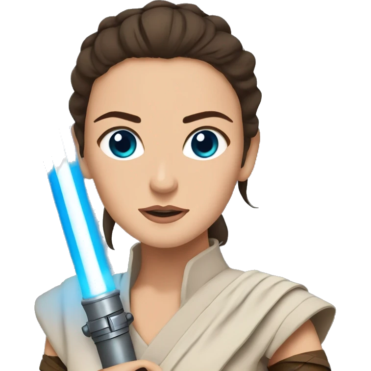 star wars rey with blue eyes and light saber emoji