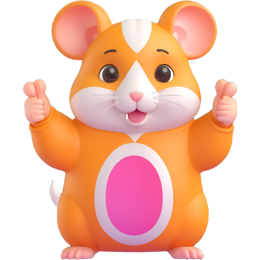 cute cartoon hamster with a visible hand showing thumbs down emoji
