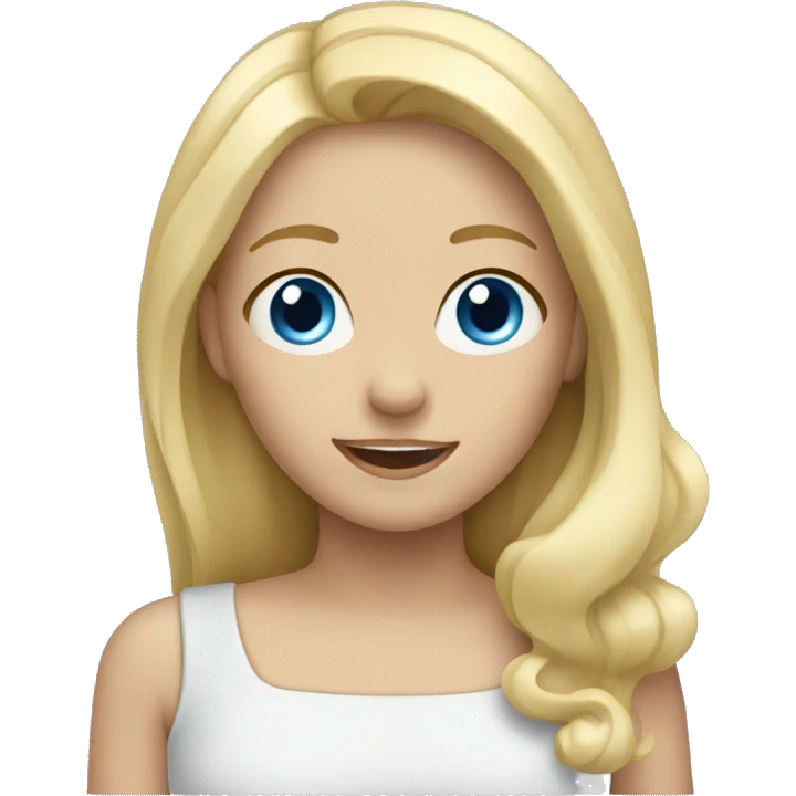 Blonde girl with blue eyes waving emoji